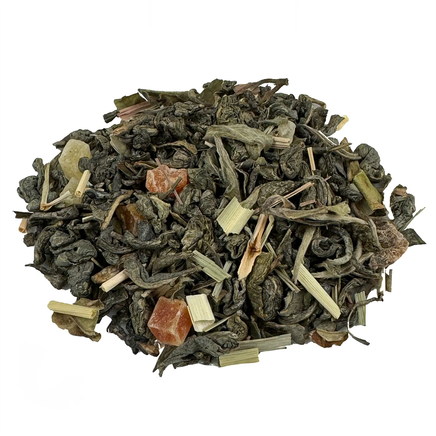 Vitatee Fit mit Grüntee. Die Teemischung hat eine dunkelgrüne Farbe. Die Zutaten sind gut zu erkennen. Sie sieht sehr lecker aus.