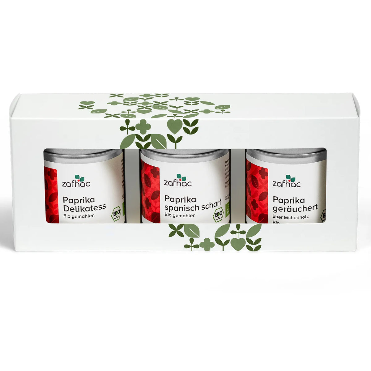 zafhac Paprika Bio-Gewürz-Geschenkset mit Paprika Delikatess, Paprika spanisch scharf und geräuchertem Paprika