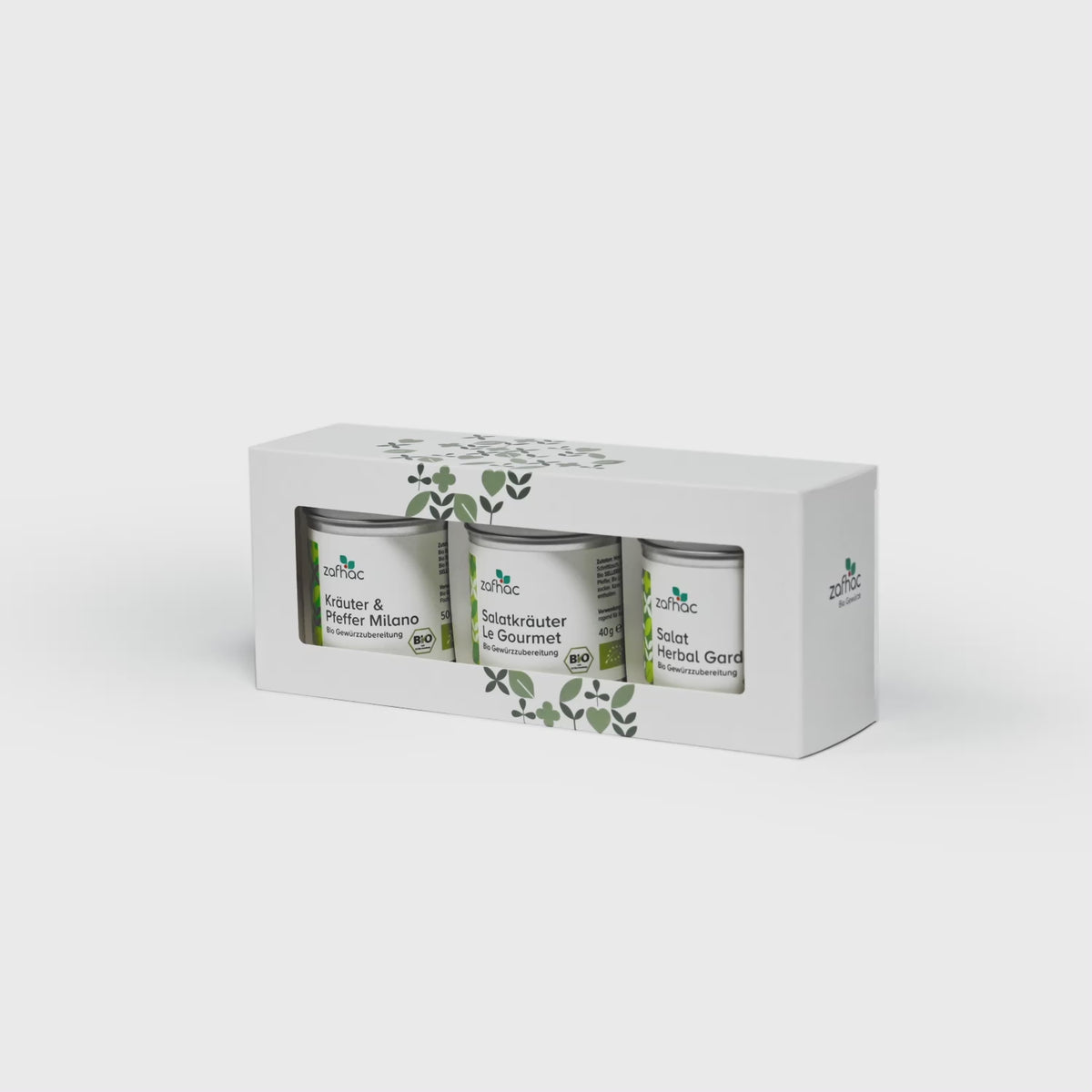 zafhac Salat Bio-Gewürz-Geschenkset mit Kräuter & Pfeffer Milano, Salatkräuter Le Gourmet und Salat Herbal Garden
